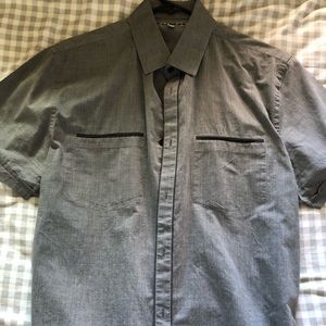 Gray Casual Short Sleeve Button Up Shirt